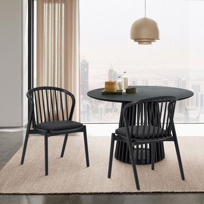 Armen Living - Echo Walnut Wood and Black Faux Leather Dining Chairs - (Set of 2) - LCECSIWABLK veiw 7