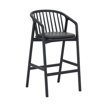 Armen Living - Echo Black Oak Wood and Faux Leather Bar Stool - LCECBABLK30 veiw 1