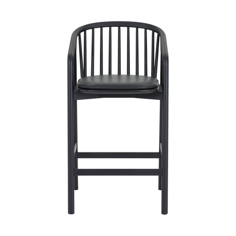 Armen Living - Echo Black Oak Wood and Faux Leather Bar Stool - LCECBABLK30 veiw 2