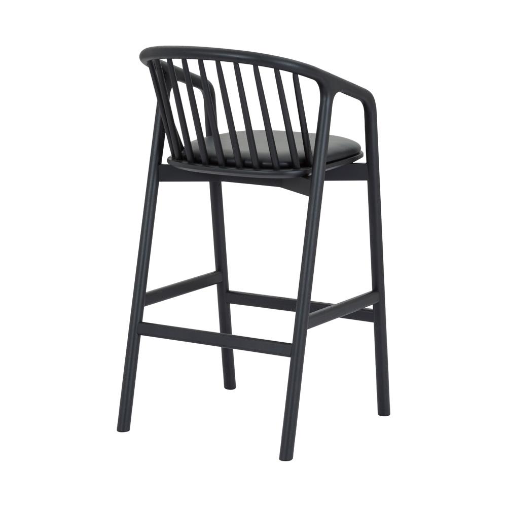 Armen Living - Echo Black Oak Wood and Faux Leather Bar Stool - LCECBABLK30 veiw 4