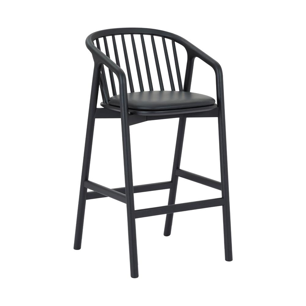Armen Living - Echo Walnut Wood and Black Faux Leather Counter Stool - LCECBAWABLK26 veiw 1