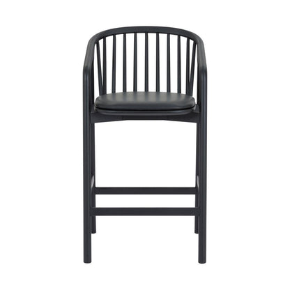Armen Living - Echo Black Oak Wood and Faux Leather Counter Stool - LCECBABLK26 veiw 2