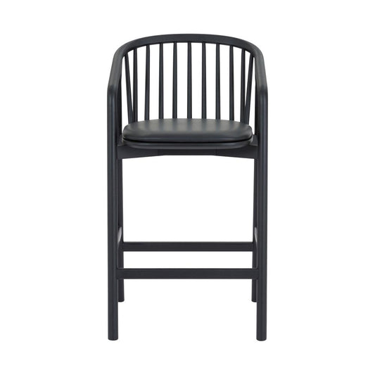 Armen Living - Echo Black Oak Wood and Faux Leather Counter Stool - LCECBABLK26 veiw 2