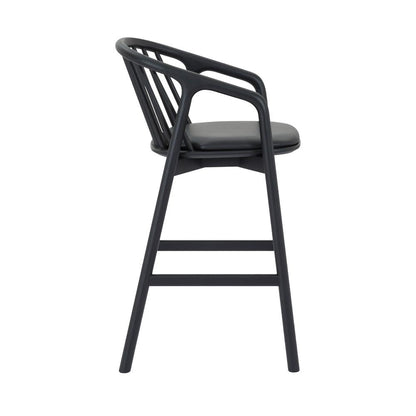 Armen Living - Echo Black Oak Wood and Faux Leather Counter Stool - LCECBABLK26 veiw 3