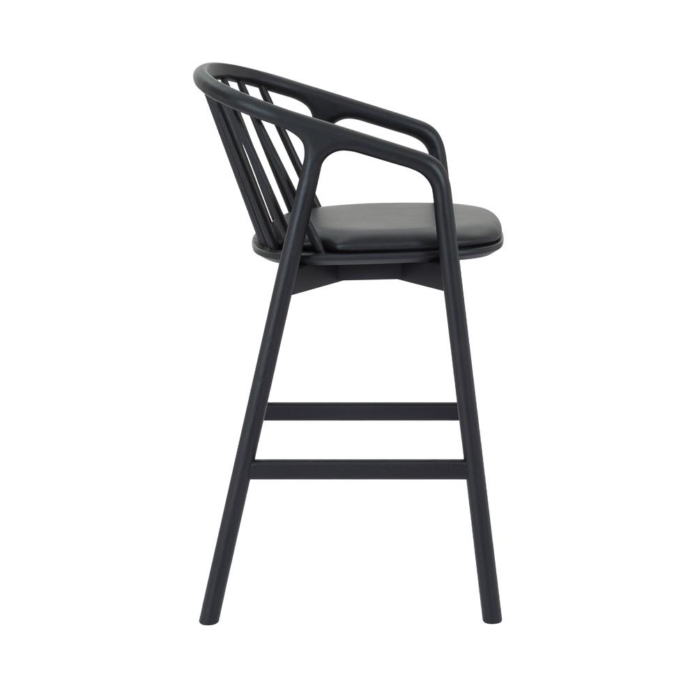 Armen Living - Echo Walnut Wood and Black Faux Leather Counter Stool - LCECBAWABLK26 veiw 3