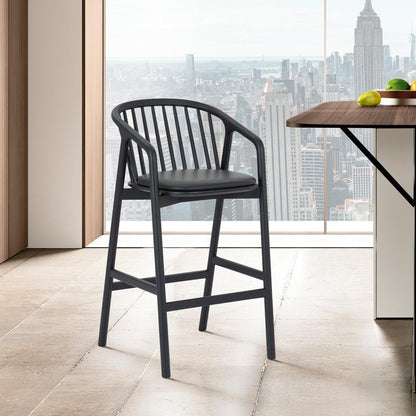 Armen Living - Echo Walnut Wood and Black Faux Leather Counter Stool - LCECBAWABLK26 veiw 7