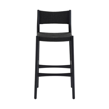 Armen Living - Erie Black Woven Paper Cord and Wood Bar Stool - LCERBABLK30 veiw 2