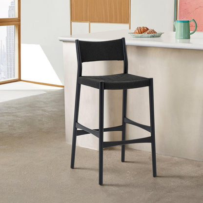 Armen Living - Erie Black Woven Paper Cord and Wood Bar Stool - LCERBABLK30 veiw 7
