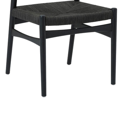 Armen Living - Erie Black Woven Paper Cord and Wood Dining Chairs - (Set of 2) - LCERSIBLK veiw 6