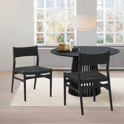 Armen Living - Erie Black Woven Paper Cord and Wood Dining Chairs - (Set of 2) - LCERSIBLK veiw 7