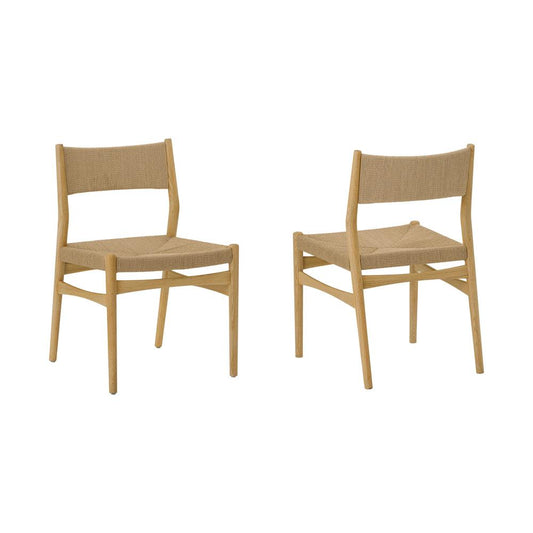 Armen Living - Erie Woven Paper Cord and Oak Wood Dining Chairs - (Set of 2) - LCERSINAT veiw 1