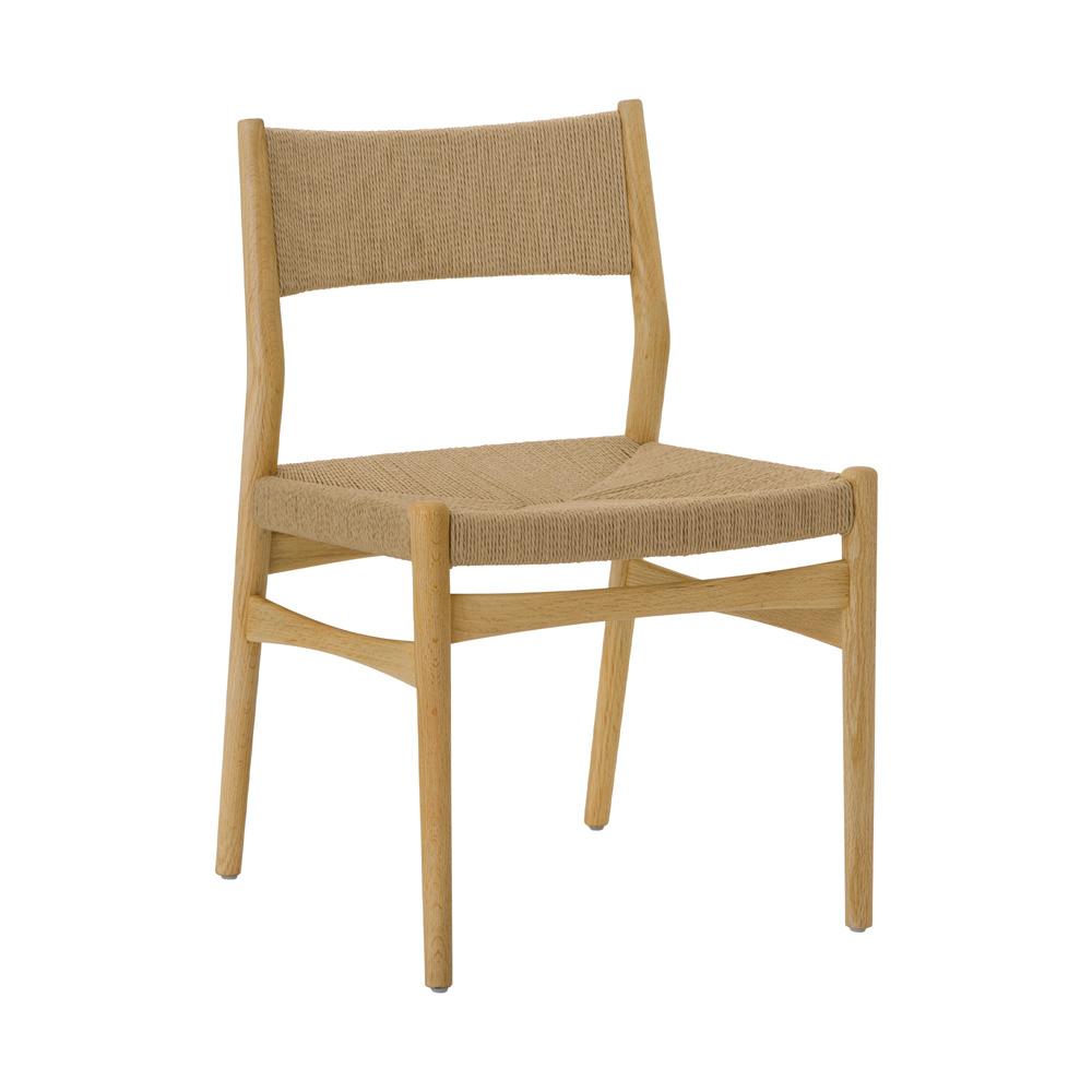 Armen Living Erie Woven Paper Cord and Oak Wood Dining Chairs - Thumbnail 2