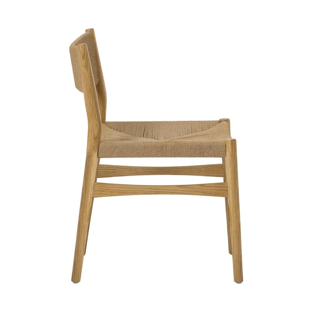 Armen Living Erie Woven Paper Cord and Oak Wood Dining Chairs - Thumbnail 3