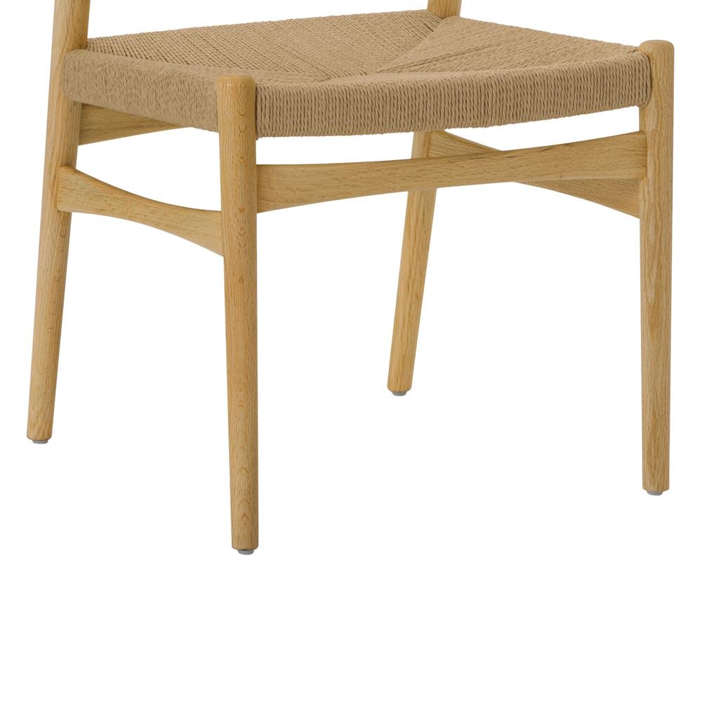 Armen Living Erie Woven Paper Cord and Oak Wood Dining Chairs - Thumbnail 5