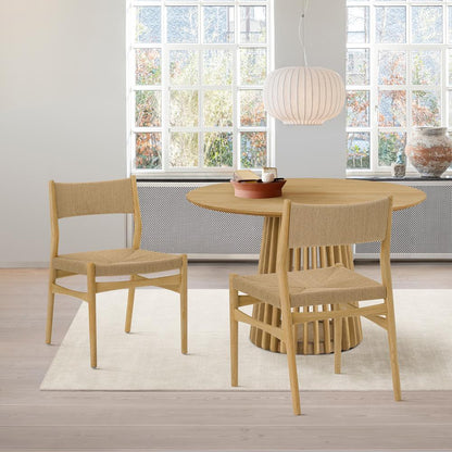 Armen Living - Erie Woven Paper Cord and Oak Wood Dining Chairs - (Set of 2) - LCERSINAT veiw 7