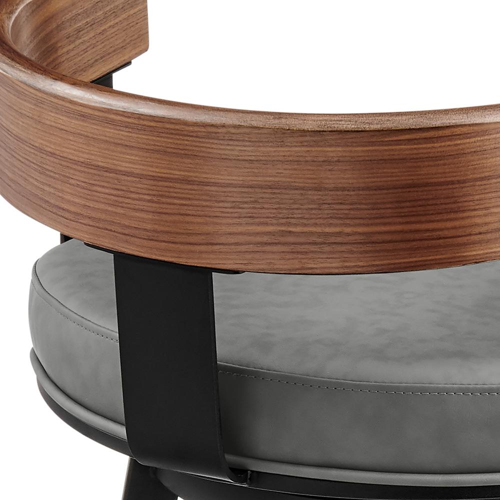 Armen Living - Idris 26in Swivel Counter Stool in Black Iron with Walnut Finish and Vintage Gray Faux Leather - LCIDBAGRYWA26 veiw 5