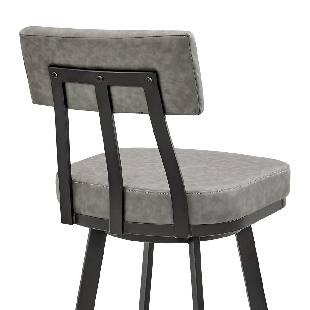 Armen Living - Jinab Swivel Bar Stool in Black Metal with Gray Faux Leather - 840254335233 veiw 5