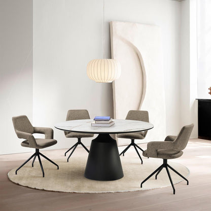 Armen Living - Knox Penny 5 Piece Dining Set with Stone Top and Brown Fabric Chairs - SETKNPE5CB veiw 7