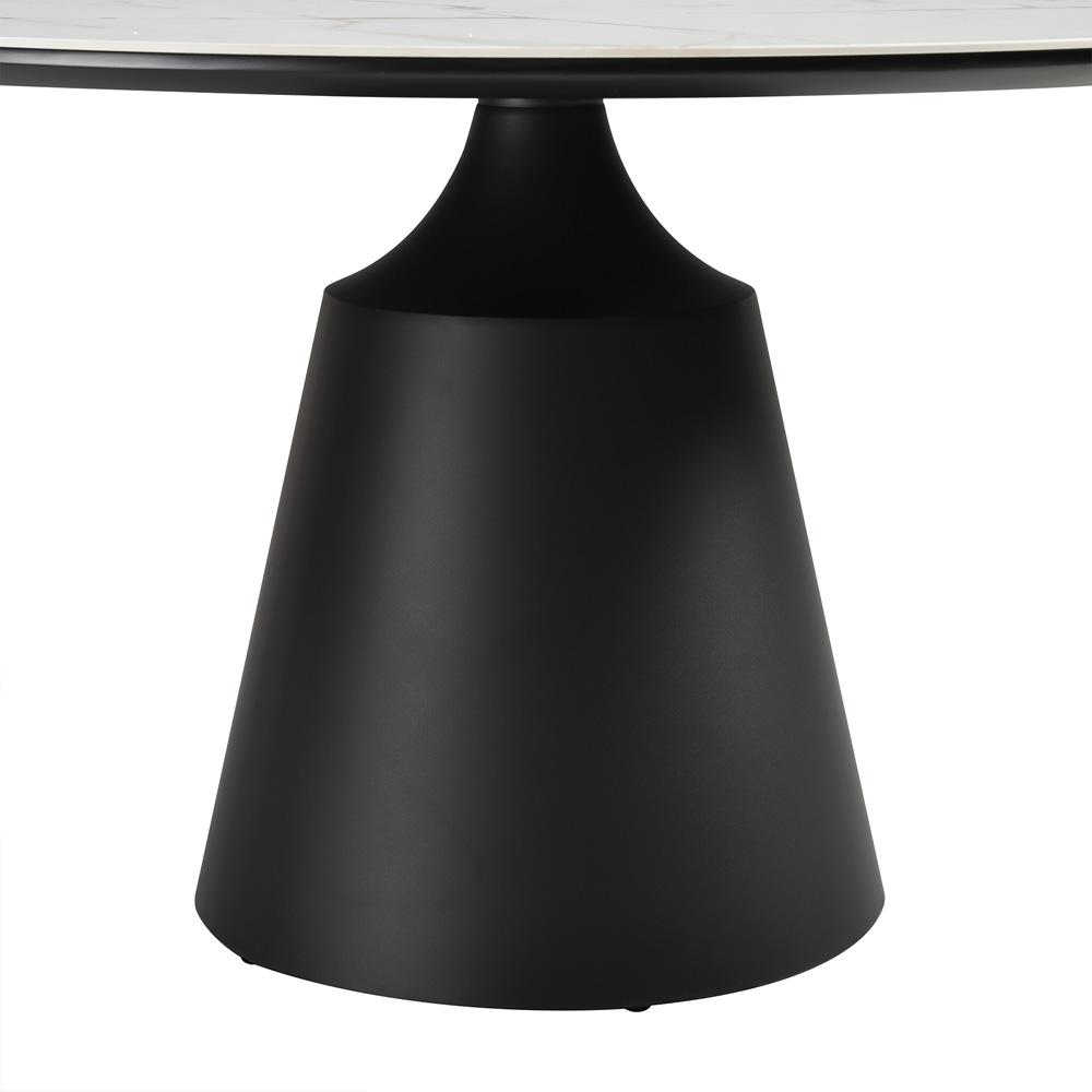 Armen Living - Knox Penny 7 Piece Dining Set with Stone Top and Brown Fabric Chairs - SETKNPE7CB veiw 6