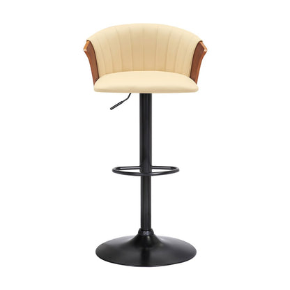 Armen Living - Lydia Adjustable Walnut Wood Bar Stool in Cream Faux Leather with Black Metal - LCLYBAWACR veiw 2