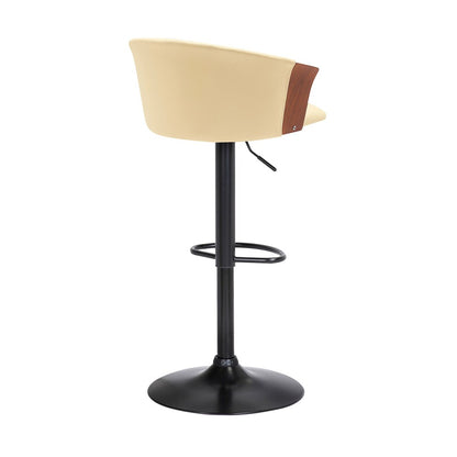 Armen Living - Lydia Adjustable Walnut Wood Bar Stool in Cream Faux Leather with Black Metal - LCLYBAWACR veiw 3