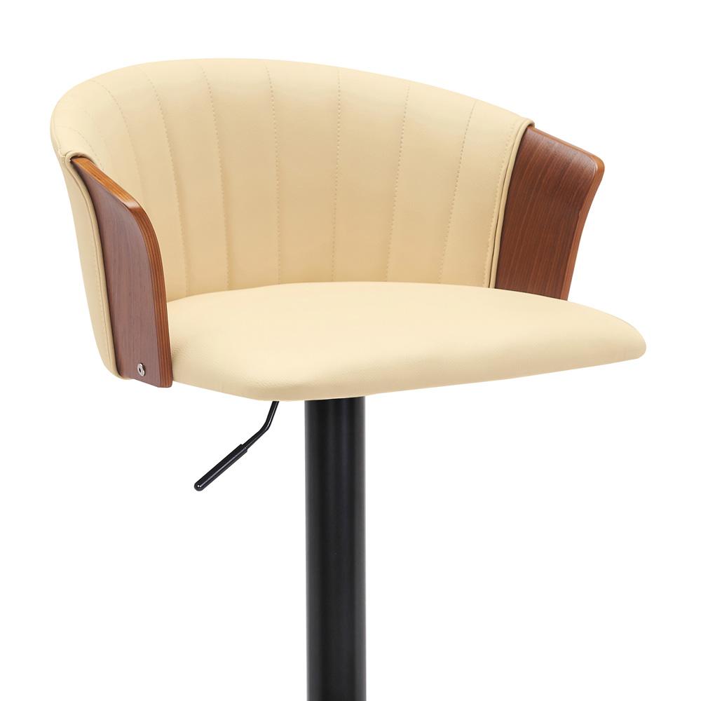 Armen Living - Lydia Adjustable Walnut Wood Bar Stool in Cream Faux Leather with Black Metal - LCLYBAWACR veiw 4