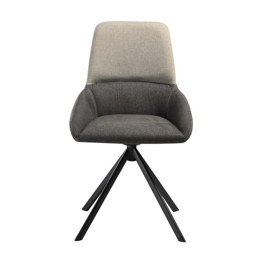 Armen Living - Maverick Swivel Upholstered Dining Chair in Two-Tone Fabric Gray with Black Metal Legs - (Set of 2) - LCMVSIGRYBLK veiw 3