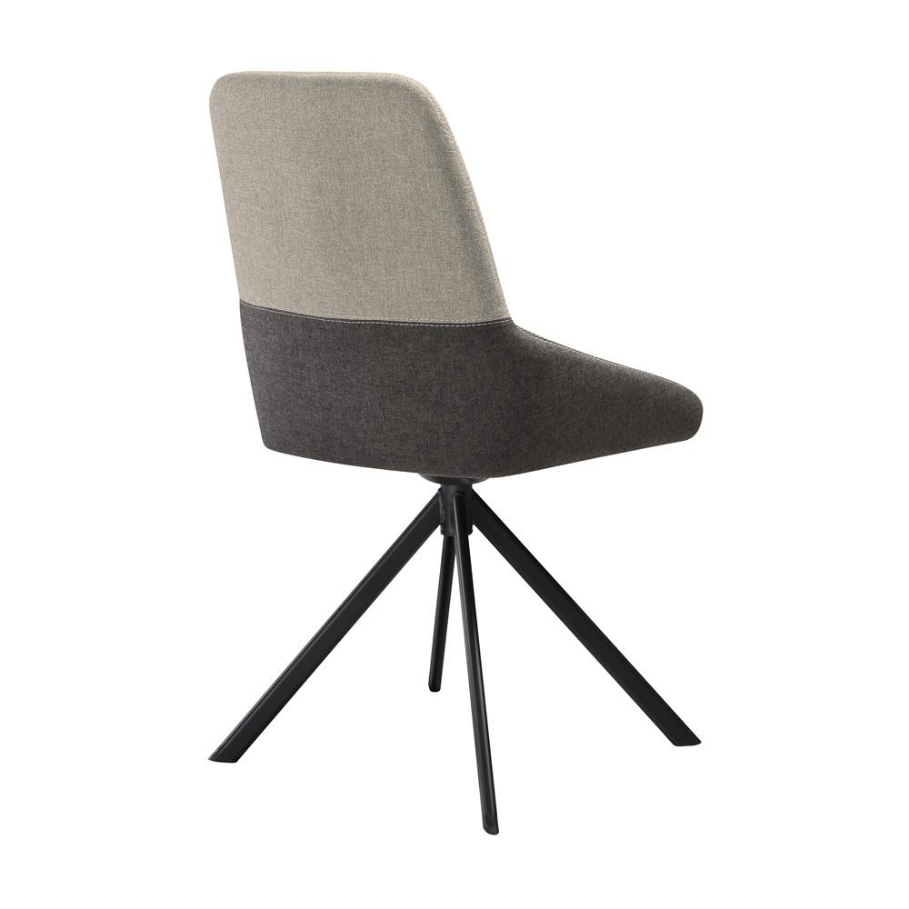 Armen Living - Maverick Swivel Upholstered Dining Chair in Two-Tone Fabric Gray with Black Metal Legs - (Set of 2) - LCMVSIGRYBLK veiw 4
