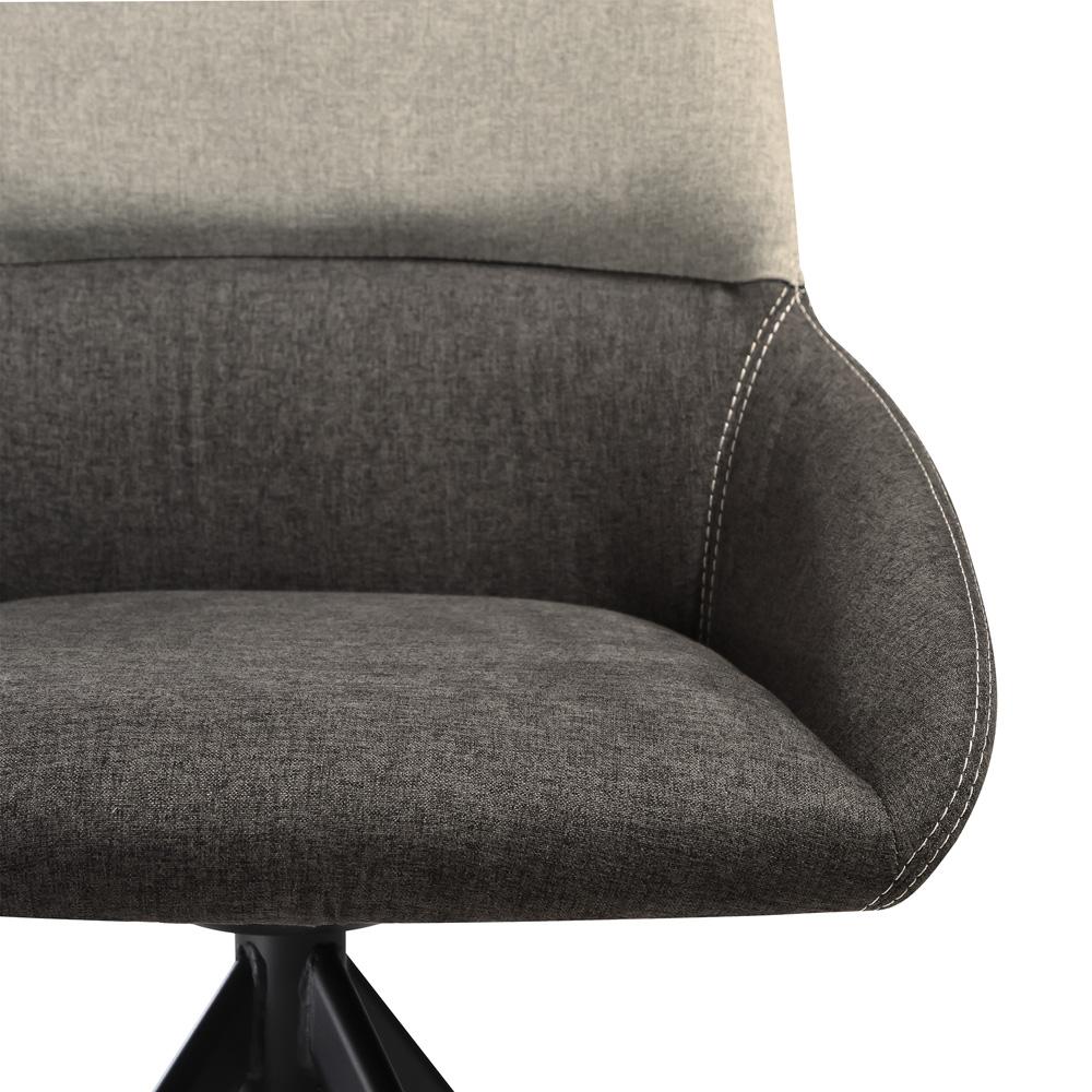 Armen Living - Maverick Swivel Upholstered Dining Chair in Two-Tone Fabric Gray with Black Metal Legs - (Set of 2) - LCMVSIGRYBLK veiw 5