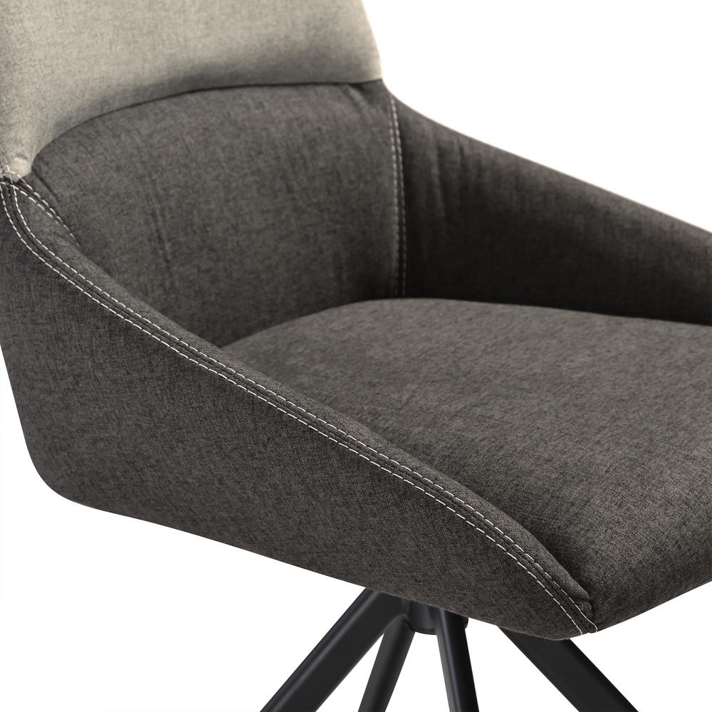 Armen Living - Maverick Swivel Upholstered Dining Chair in Two-Tone Fabric Gray with Black Metal Legs - (Set of 2) - LCMVSIGRYBLK veiw 6