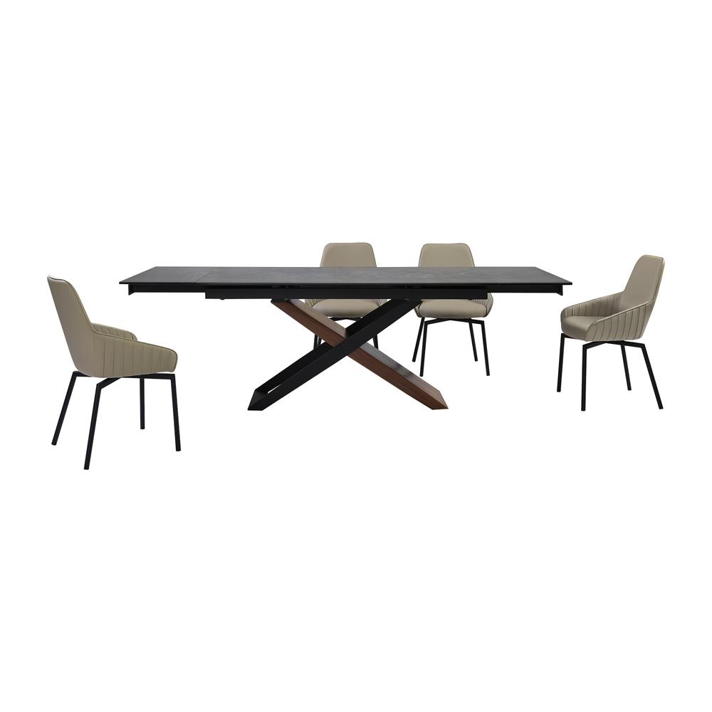 Armen Living - Milena Shilo 5 Piece Extendable Dining Set with Taupe Gray Faux Leather Chairs - SETMISH5TG veiw 1
