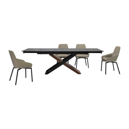Armen Living - Milena Shilo 5 Piece Extendable Dining Set with Taupe Gray Faux Leather Chairs - SETMISH5TG veiw 1