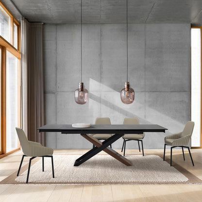 Armen Living - Milena Shilo 5 Piece Extendable Dining Set with Taupe Gray Faux Leather Chairs - SETMISH5TG veiw 7