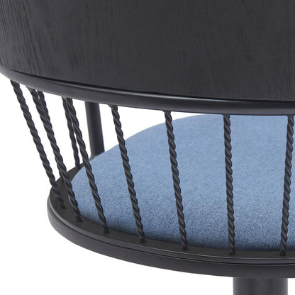 Armen Living - Nash Adjustable Black Wood Bar Stool in Blue Fabric with Black Metal - LCNABABLKBLU veiw 5