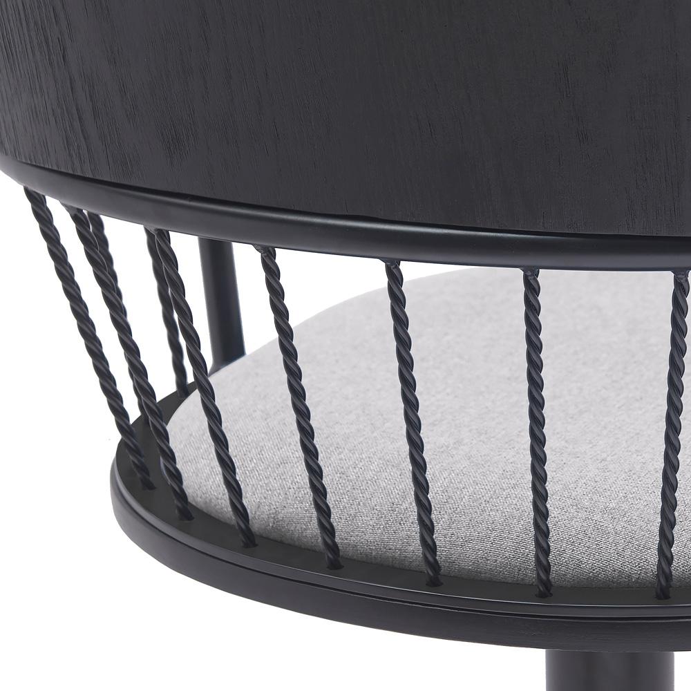 Armen Living - Nash Adjustable Black Wood Bar Stool in Light Gray Fabric with Black Metal - LCNABABLKLTGRY veiw 5