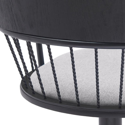 Armen Living - Nash Adjustable Black Wood Bar Stool in Light Gray Fabric with Black Metal - LCNABABLKLTGRY veiw 5