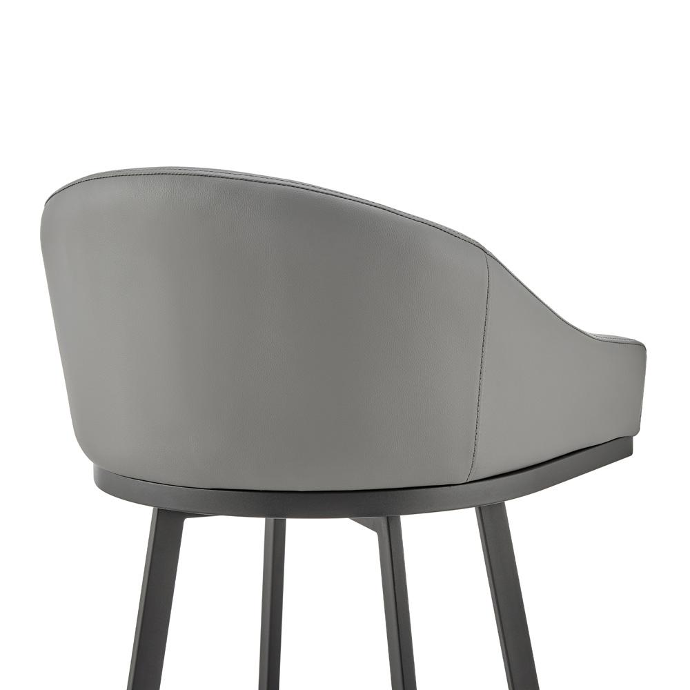 Armen Living - Noran Swivel Bar Stool in Black Metal with Gray Faux Leather - 840254335738 veiw 5