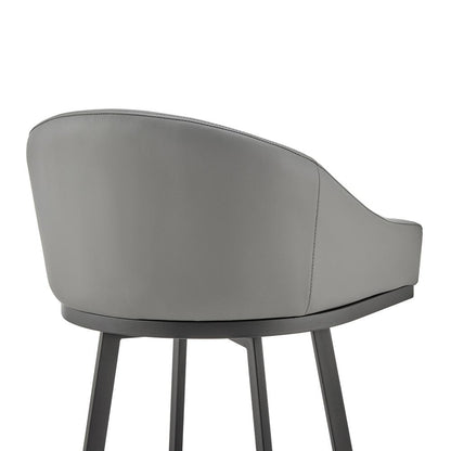 Armen Living - Noran Swivel Bar Stool in Black Metal with Gray Faux Leather - 840254335738 veiw 5