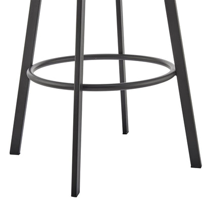 Armen Living - Noran Swivel Bar Stool in Black Metal with Gray Faux Leather - 840254335738 veiw 6