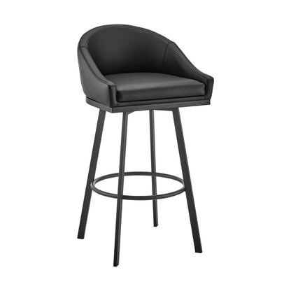 Armen Living - Noran Swivel Counter Stool in Black Metal with Black Faux Leather - 840254335776 veiw 1