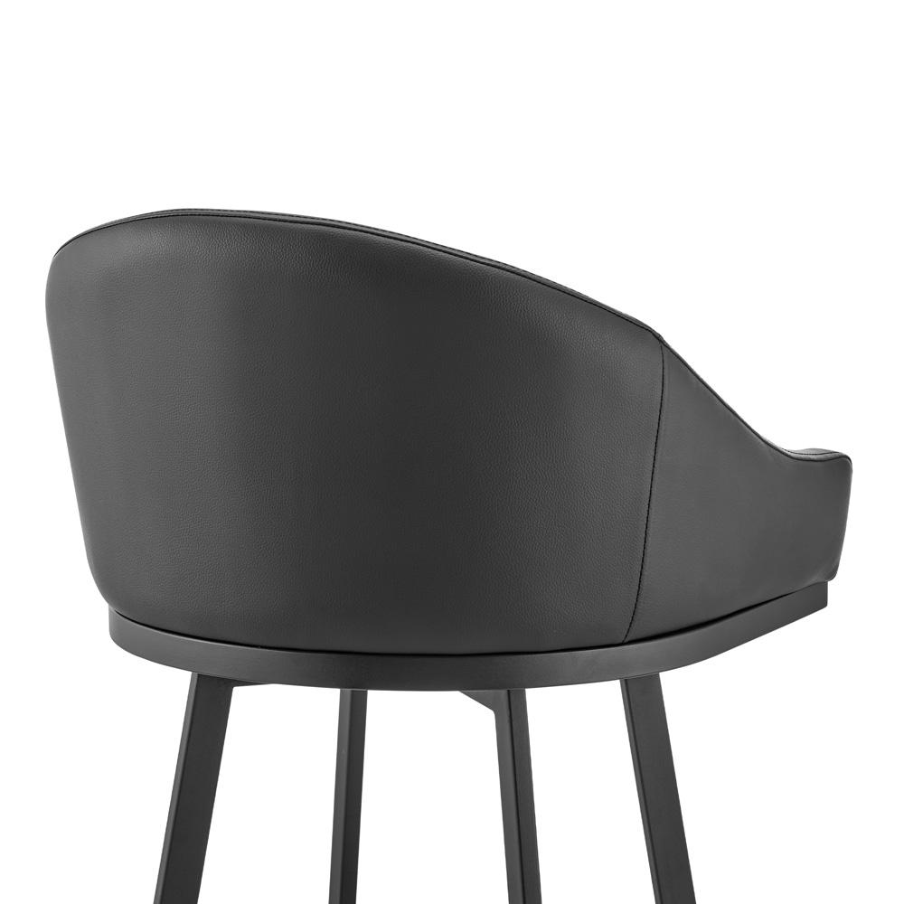 Armen Living - Noran Swivel Counter Stool in Black Metal with Black Faux Leather - 840254335776 veiw 5