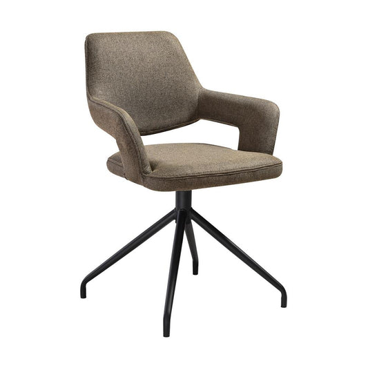 Armen Living - Penny Swivel Upholstered Dining Chair in Brown Fabric with Black Metal Legs - (Set of 2) - LCPESICOBLK veiw 2
