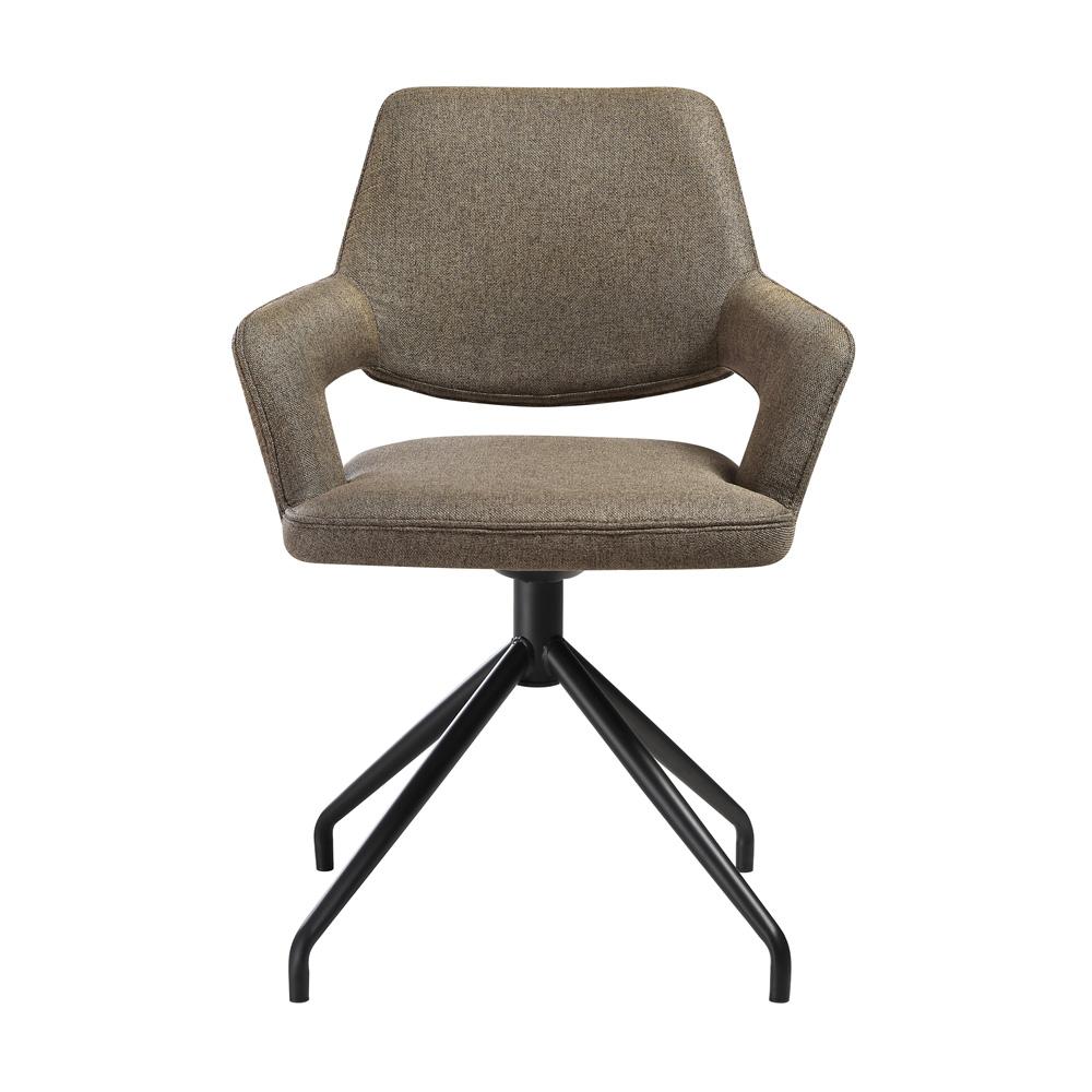 Armen Living - Penny Swivel Upholstered Dining Chair in Brown Fabric with Black Metal Legs - (Set of 2) - LCPESICOBLK veiw 3