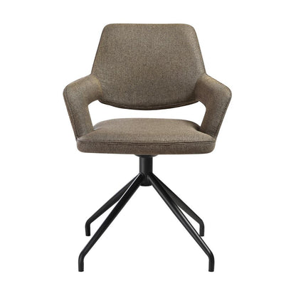 Armen Living - Penny Swivel Upholstered Dining Chair in Brown Fabric with Black Metal Legs - (Set of 2) - LCPESICOBLK veiw 3