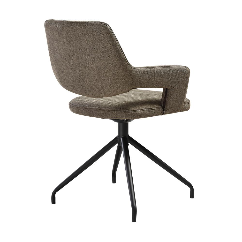 Armen Living - Penny Swivel Upholstered Dining Chair in Brown Fabric with Black Metal Legs - (Set of 2) - LCPESICOBLK veiw 4