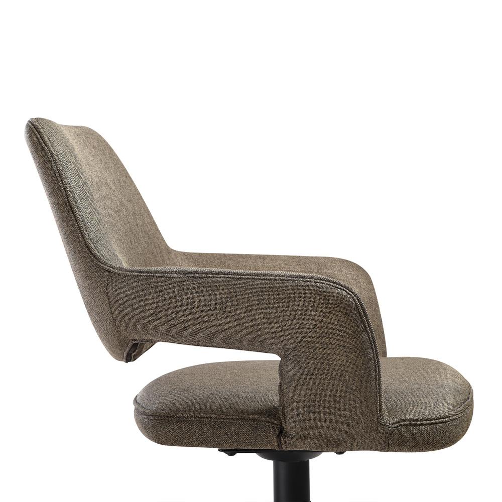 Armen Living - Penny Swivel Upholstered Dining Chair in Brown Fabric with Black Metal Legs - (Set of 2) - LCPESICOBLK veiw 5