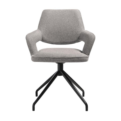 Armen Living - Penny Swivel Upholstered Dining Chair in Gray Fabric with Black Metal Legs - (Set of 2) - LCPESIGRYBLK veiw 3