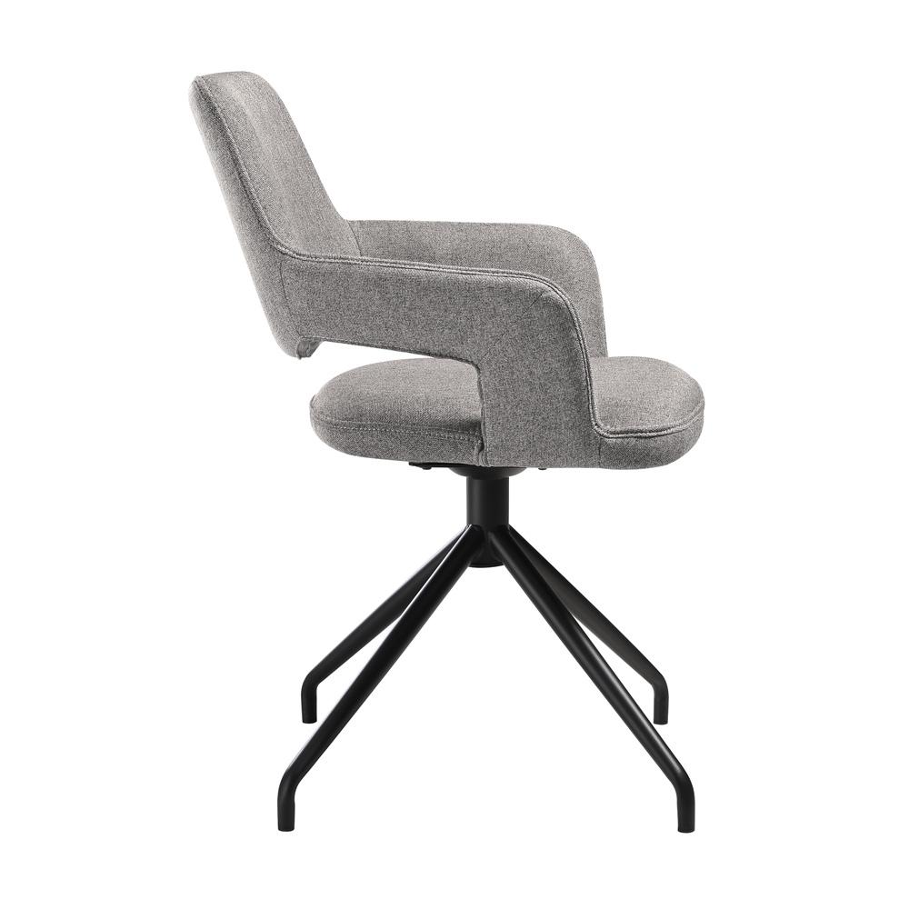 Armen Living - Penny Swivel Upholstered Dining Chair in Gray Fabric with Black Metal Legs - (Set of 2) - LCPESIGRYBLK veiw 4
