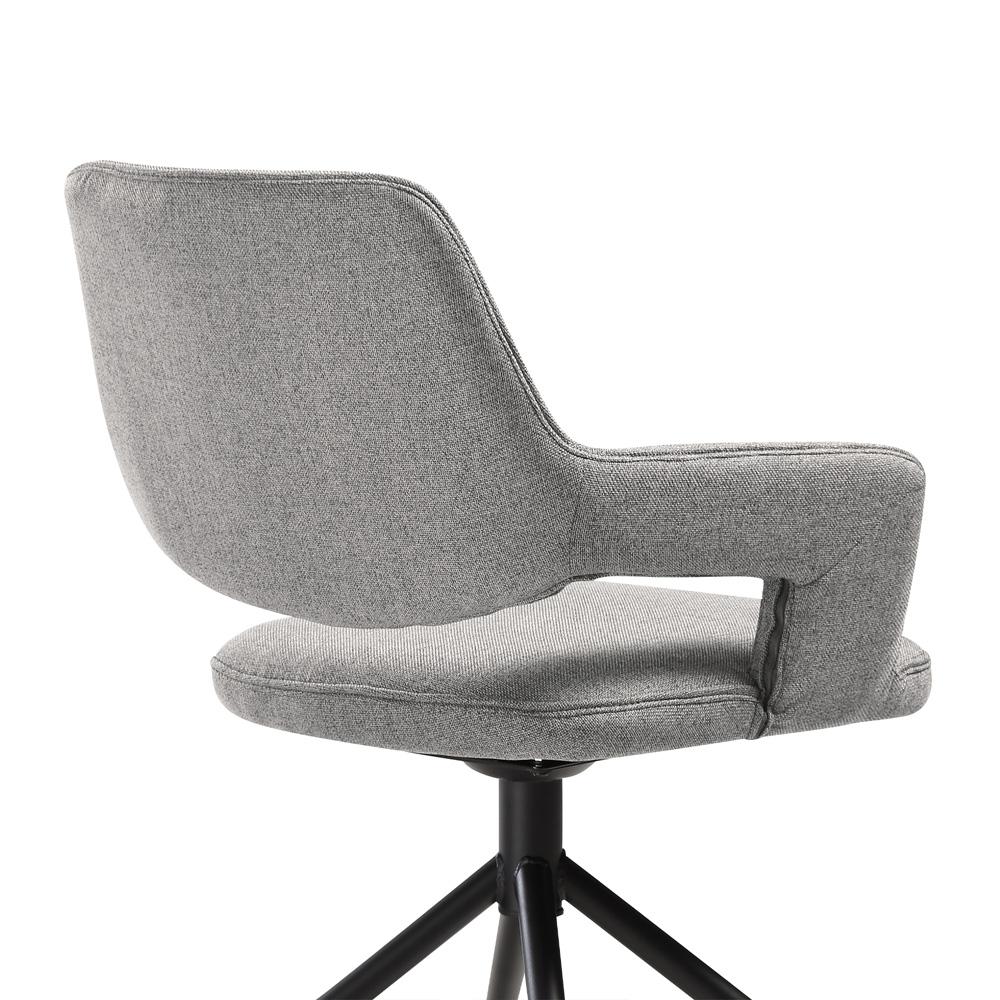 Armen Living - Penny Swivel Upholstered Dining Chair in Gray Fabric with Black Metal Legs - (Set of 2) - LCPESIGRYBLK veiw 5