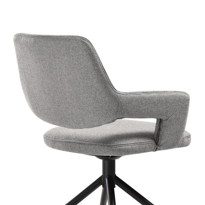 Armen Living - Penny Swivel Upholstered Dining Chair in Gray Fabric with Black Metal Legs - (Set of 2) - LCPESIGRYBLK veiw 5
